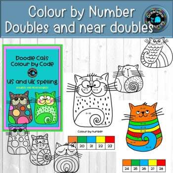 Addition Doubles and Near Doubles - Cat coloring Online now