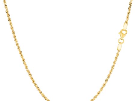 10k Yellow Solid Gold Diamond Cut Rope Chain Necklace , 1.25mm For Sale