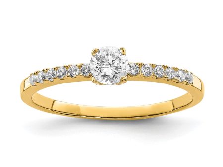 10k Real Yellow Solid Gold CZ Engagement Solitaire Ring on Sale