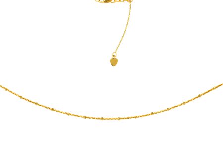 Saturn Chain Choker 14k Yellow Gold Necklace, 16  Adjustable Fashion