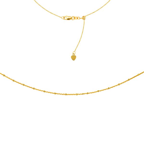 Saturn Chain Choker 14k Yellow Gold Necklace, 16  Adjustable Fashion