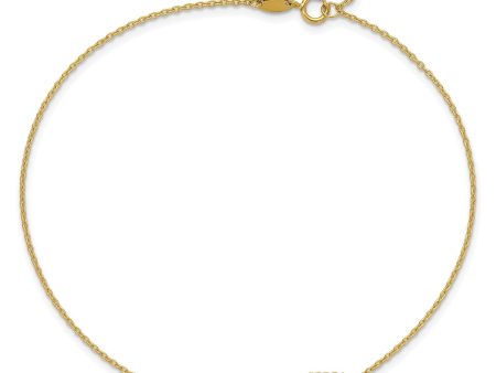 14k Real Yellow Solid Gold High Polished Arrow Anklet, Adjustable 9  to 10  Hot on Sale