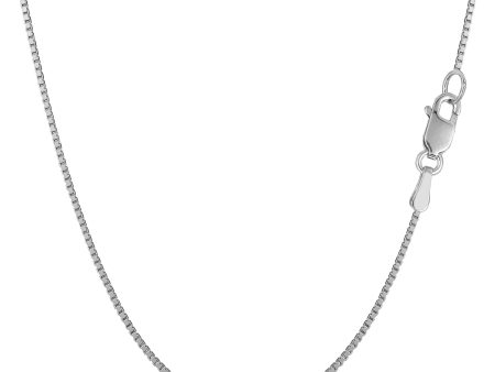 10k White Solid Gold Mirror Box Chain Necklace, 0.8mm For Cheap