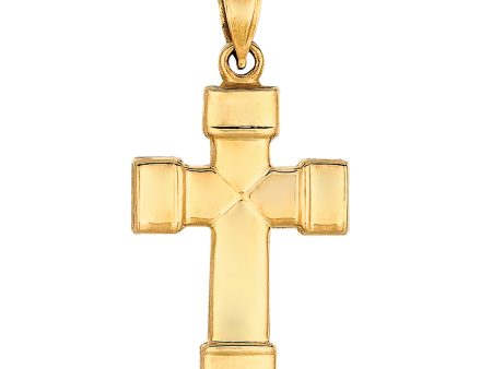 14k Yellow Gold Shiny Finish Square Tube Cross Pendant Online Hot Sale