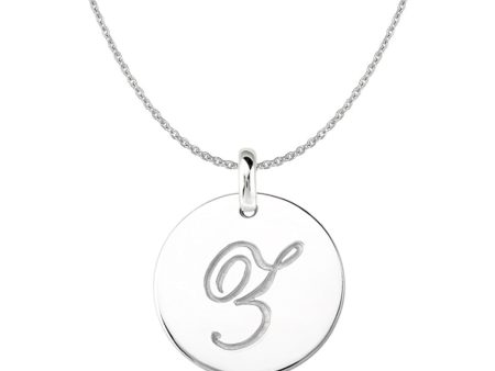 Z  14K White Gold Script Engraved Initial  Disk Pendant Hot on Sale