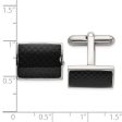 Chisel Stainless Steel Polished with Black Carbon Fiber Inlay Cuff Links Cheap