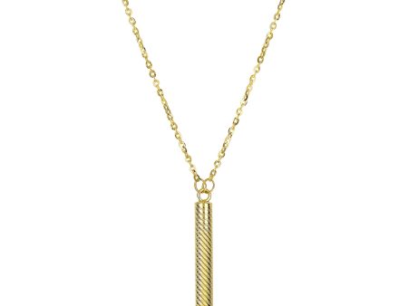 14k Yellow Gold Textured Hanging Bar Pendant Necklace, 18  on Sale