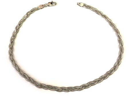 14K White Gold Braided Fox Chain Anklet, 10  Sale