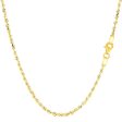 10k Yellow Solid Gold Diamond Cut Rope Chain Necklace, 2.0mm Fashion