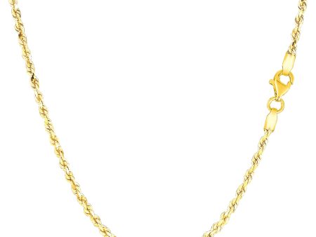 10k Yellow Solid Gold Diamond Cut Rope Chain Necklace, 2.0mm Fashion