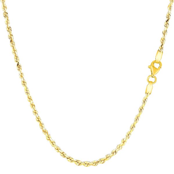 10k Yellow Solid Gold Diamond Cut Rope Chain Necklace, 2.0mm Fashion