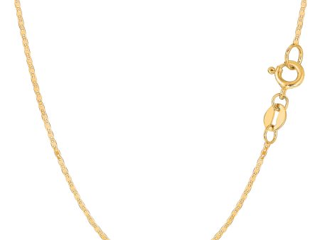 10k Yellow Gold Mariner Link Chain Necklace, 1.2mm For Sale