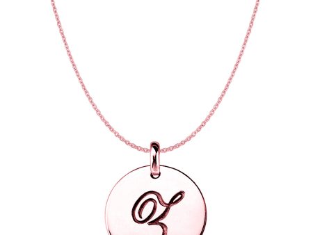 Z  14K Rose Gold Script Engraved Initial Disk Pendant For Cheap