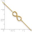 14k Real Solid Gold High Polished Infinity Charm Anklet, 9-10 in Adjustable Discount