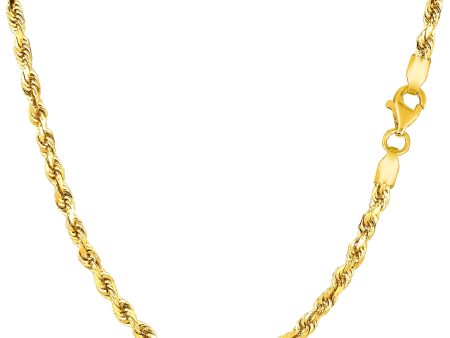 10k Yellow Solid Gold Diamond Cut Rope Chain Necklace, 3mm For Discount