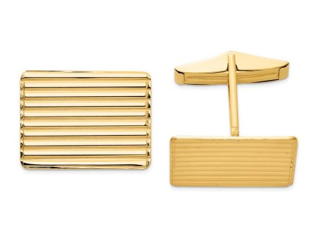 14k Real Gold Men s Grooved Cuff Links Supply