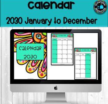 2030 Calendar Editable-January to December Fashion