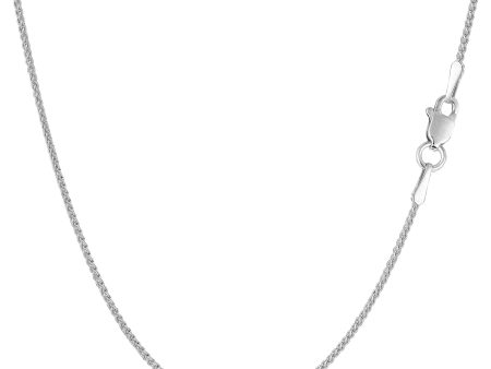 14k White Gold Round Wheat Chain Necklace, 1.0mm Online now