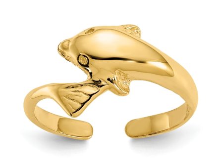 10k Real Yellow Gold High Polished Dolphin Toe Adjustable Ring Online Sale