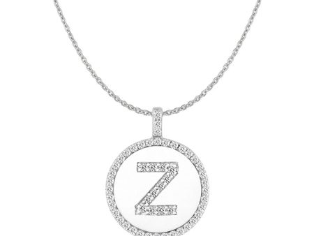 Z  Diamond Initial 14K White Gold Disk Pendant (0.53ct) Online