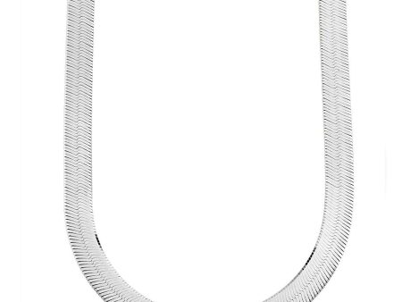 14K White Gold Herringbone Chain Necklace, 5mm Width Online Sale