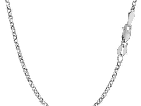 10k White Gold Round Rolo Link Chain Necklace, 2.3mm Discount