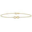 14k Real Solid Gold High Polished Infinity Charm Anklet, 9-10 in Adjustable Discount