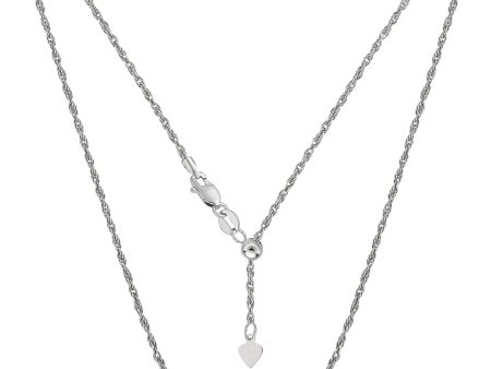 10k White Gold Adjustable Rope Link Chain Necklace, 1.0mm, 22  Hot on Sale