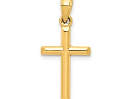 10k Real Yellow Gold High Polished Unisex Cross Pendant Charm,19x11mm Fashion