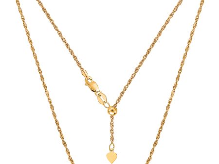 10k Yellow Gold Adjustable Rope Link Chain Necklace, 1.0mm, 22  Online Sale