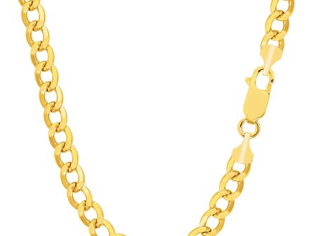 10k Yellow Gold Curb Hollow Chain Necklace, 4.4mm For Sale