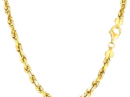 10k Yellow Solid Gold Diamond Cut Rope Chain Necklace, 4.0mm Hot on Sale