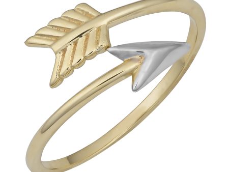 10k Two Tone Gold Bypass Arrow Ring For Sale