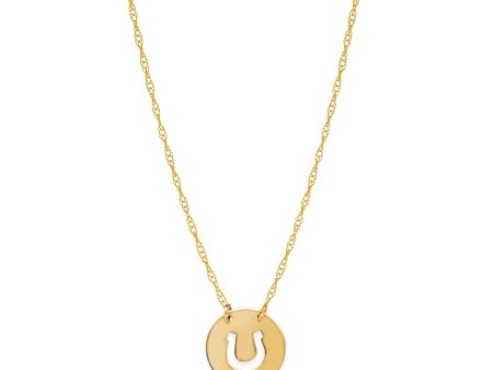 14K Yellow Gold Mini Horse Shoe Pendant Necklace, 16  To 18  Adjustable Online