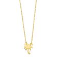 14K Yellow Gold Mini Palm Tree Necklace, 16  To 18  Adjustable Fashion