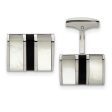 Chisel Stainless Steel Polished Mother Of Pearl and Black Onyx Cufflinks Cheap