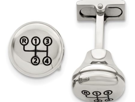 Chisel Stainless Steel Polished Enameled Stick Shift Design Cufflinks Online Hot Sale