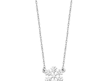 14K White Gold Mini Snowflake Pendant Necklace, 16  To 18  Adjustable Online