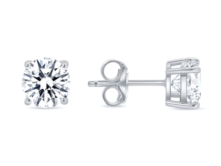 14k White Gold Round Diamond Stud Earrings - (G-H Color, SI2 Clarity) Supply