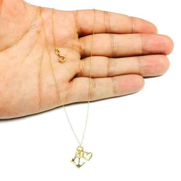 14k Yellow Gold Key Anchor And Heart Charms Necklace, 18  Hot on Sale