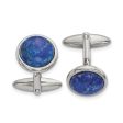 Chisel Stainless Steel Polished Lapis Circle Cufflinks Online Sale