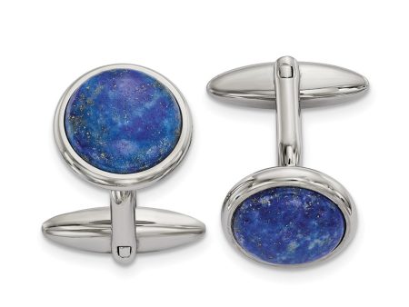 Chisel Stainless Steel Polished Lapis Circle Cufflinks Online Sale