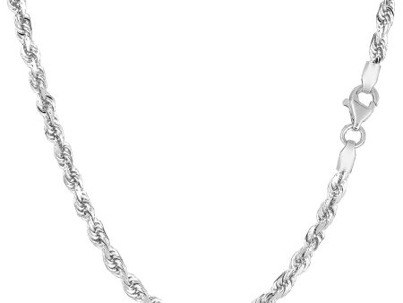 10K White Gold Hollow Rope Chain Necklace, 2mm, 24  Online Hot Sale