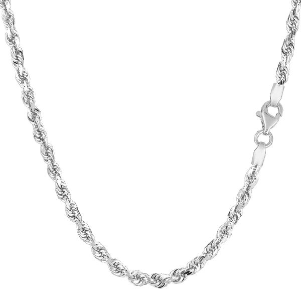 10K White Gold Hollow Rope Chain Necklace, 2mm, 24  Online Hot Sale