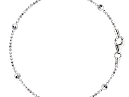 Bead Link Chain Anklet In Sterling Silver Cheap