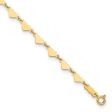 14K Real Yellow Gold Oval Link Chain with Hearts Anklet, 9-10 Inch Adjustable Length Fashion