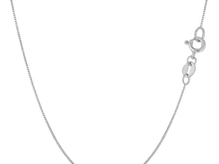 10k White Solid Gold Mirror Box Chain Necklace, 0.6mm For Sale