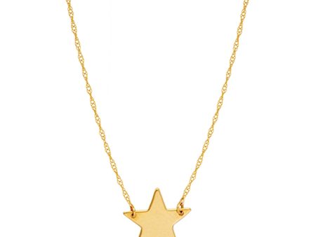 14K Yellow Gold Mini Star Pendant Necklace, 16  To 18  Adjustable For Cheap