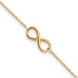 14k Real Solid Gold High Polished Infinity Charm Anklet, 9-10 in Adjustable Discount