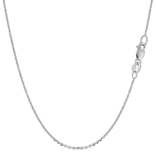 10k White Gold Cable Link Chain Necklace, 1.1mm Hot on Sale